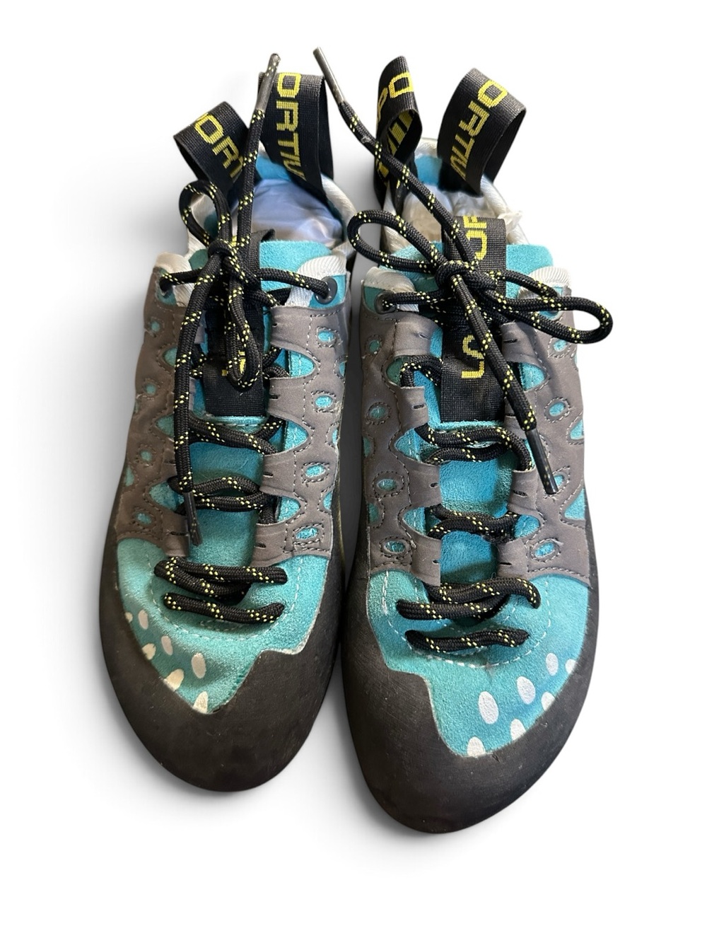 La Sportiva Tarantulace Climbing Shoes Womens Size 5 35 Turquoise and Gray